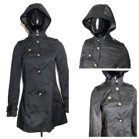 H&M Jackets & Blazers - ⫸SALE⫷ Black Peacoat Style Hooded Jacket